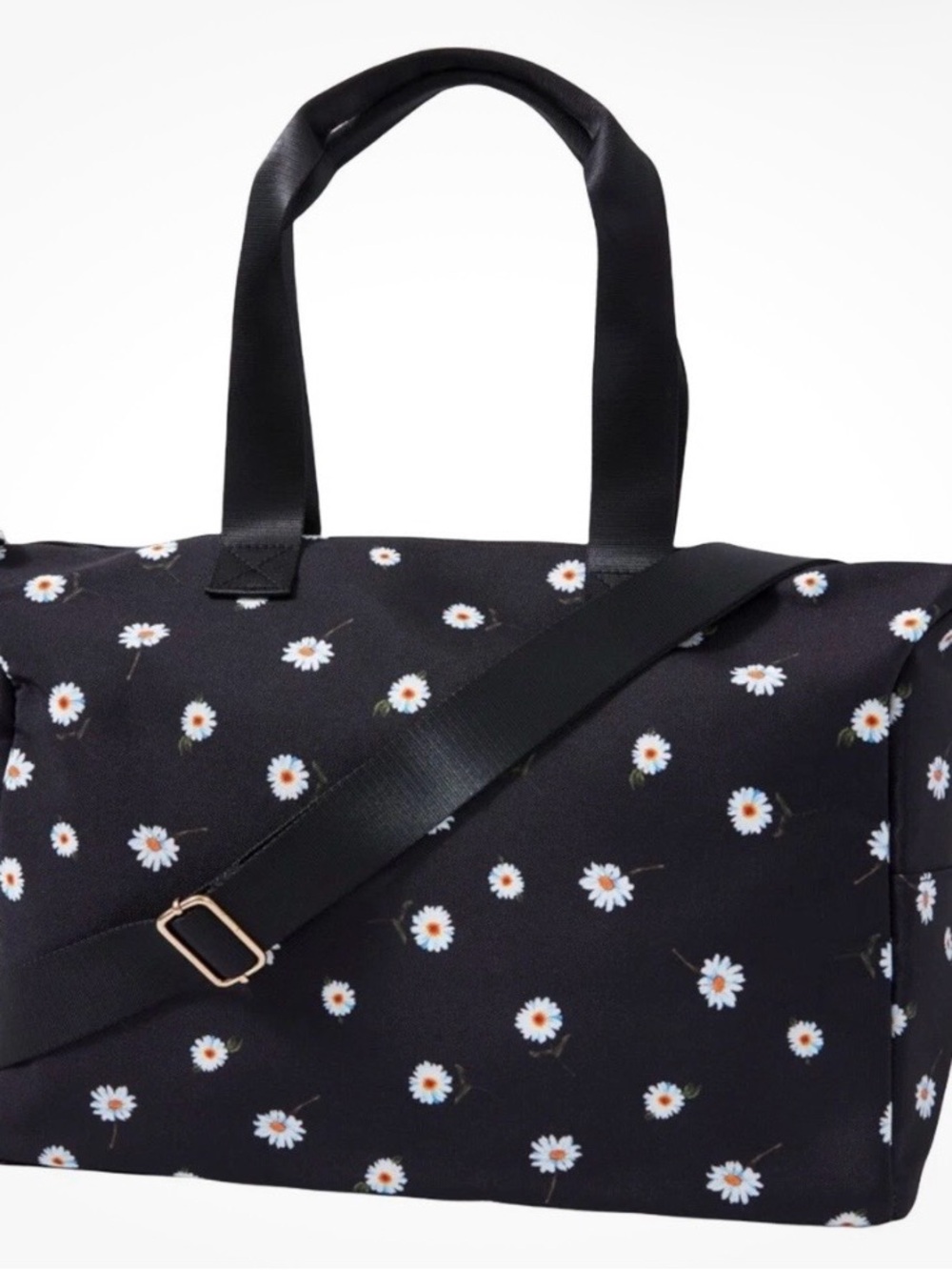 Alice + Olivia Black Daisy Print Canvas Travel Tote Bag